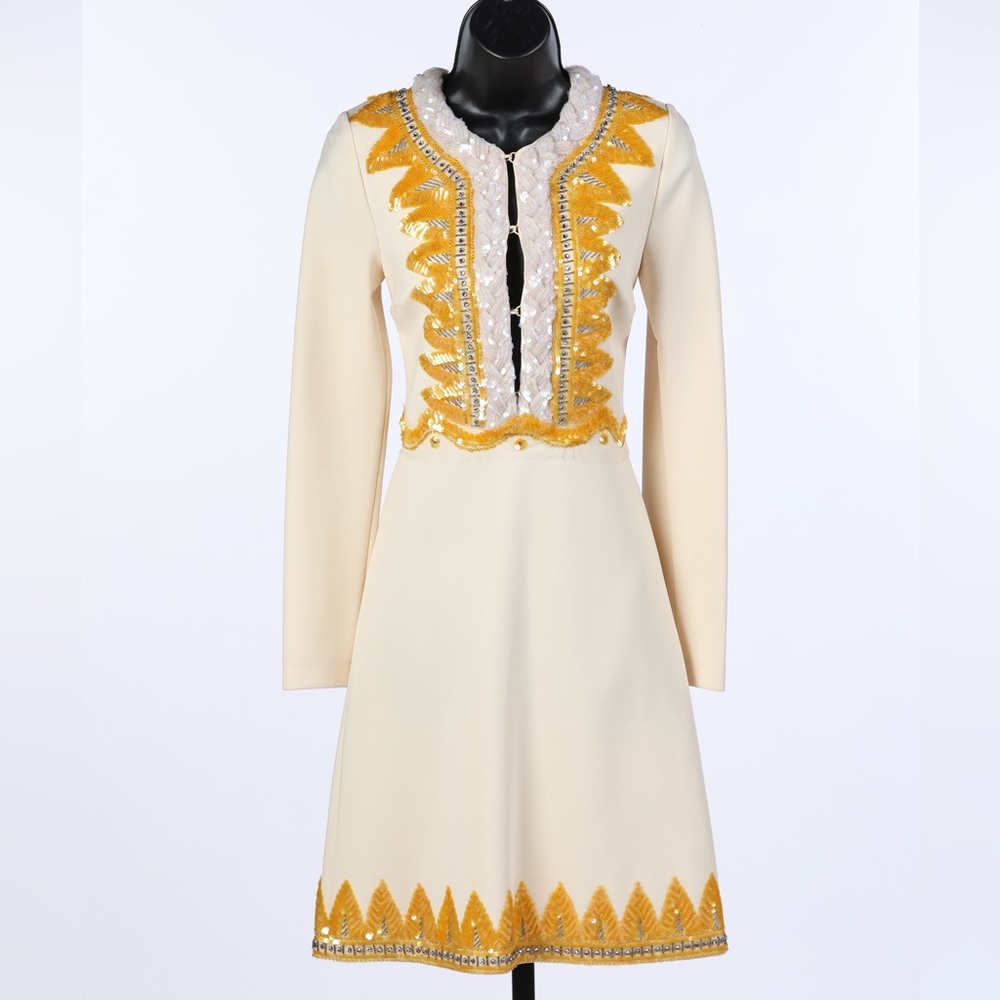 NWT Gucci Sequin/Beaded Crystal Embellished Tri-Clasp Long Sleeve Dress
